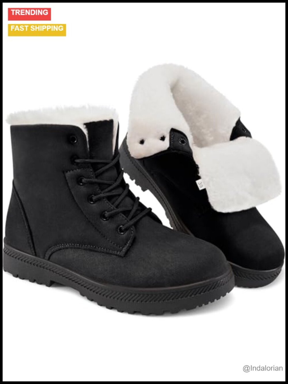 Winter Snow Boots for Women Fur Lined Lace Up Slip On Ankle Boots